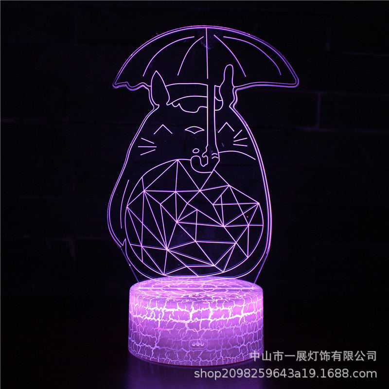 Cross-border explosion cartoon animal Totoro series colorful creative 3D lights LED night light gift table lamp visual lights