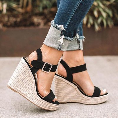 Cross-border foreign trade explosion models 2019 wedge heel shoes Hemp rope sandals women Wedges women's shoes hemp rope shoes women's shoes