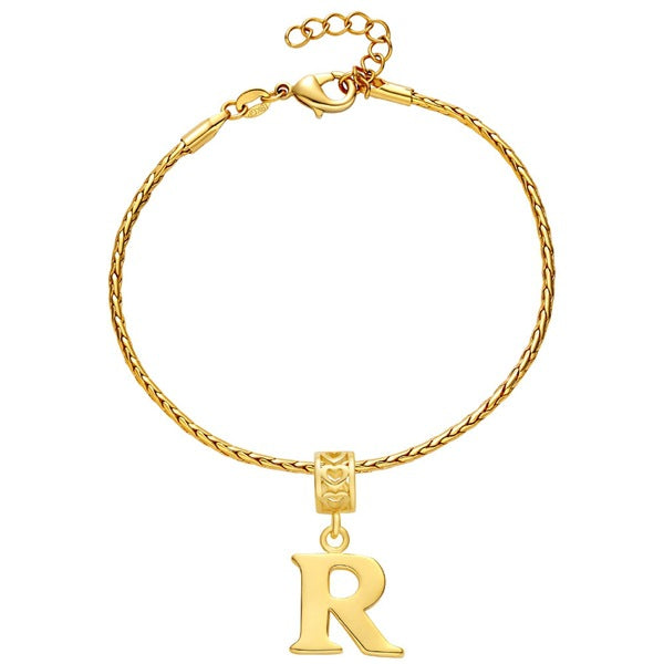 Plated 925 Sterling Silver 18K Jewelry Wholesale New Bracelet Letter-R Pendant Lots of Spot