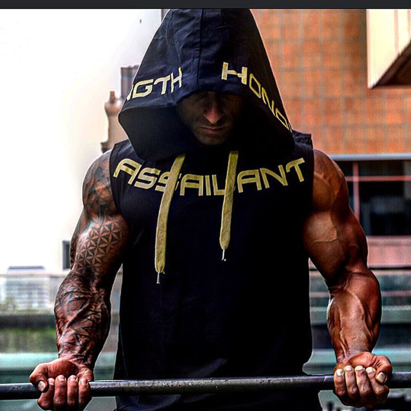 Mens Sleeveless Muscle Cool Running Jackets Gym Fitness Hoodie tops