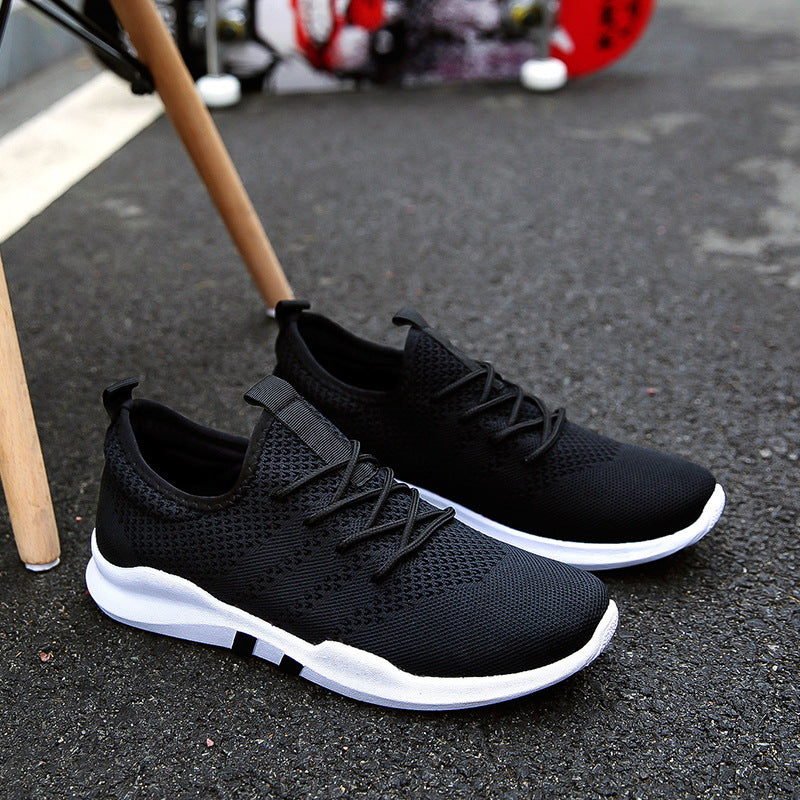 Autumn and winter new flying woven shoes male Korean version of low to help breathable canvas shoes trend casual sports tide shoes student shoes