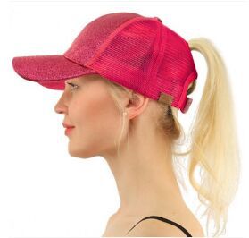 Casual Ponytail Baseball Cap Women Adjustable Snapback Hat Sequins Shine Hip Hop Caps For Women Dad Hat Summer Glitter Mesh Hats