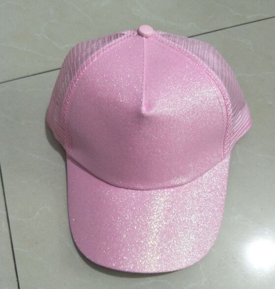 Casual Ponytail Baseball Cap Women Adjustable Snapback Hat Sequins Shine Hip Hop Caps For Women Dad Hat Summer Glitter Mesh Hats