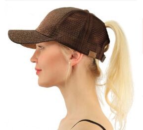 Casual Ponytail Baseball Cap Women Adjustable Snapback Hat Sequins Shine Hip Hop Caps For Women Dad Hat Summer Glitter Mesh Hats