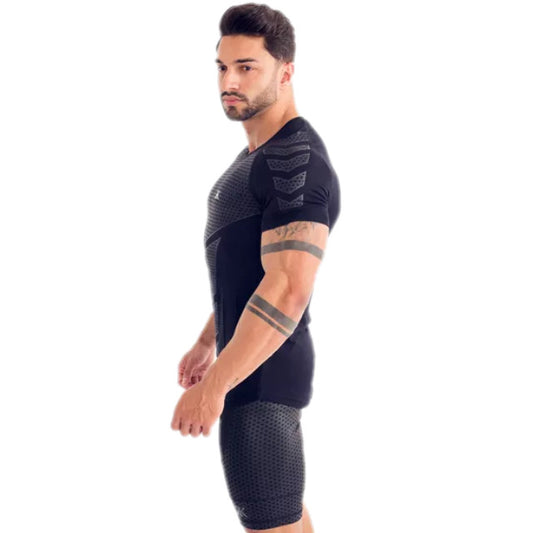 Fitness clothing coach sports t-shirt muscle tights male brother high-elastic training quick-drying clothes short-sleeved fitness clothes men