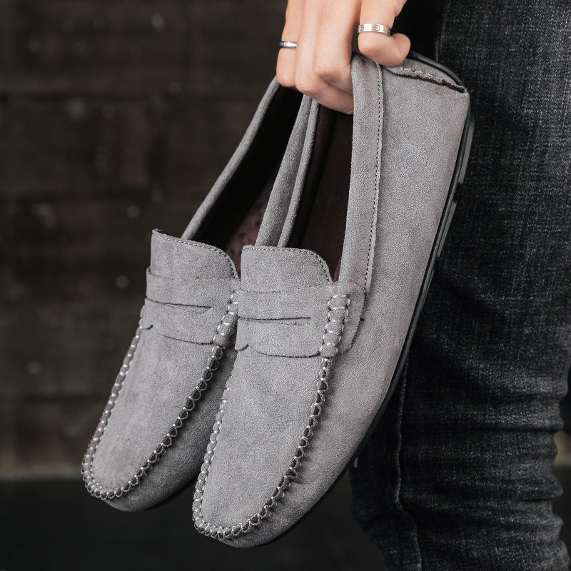 88519 hand-sewn beanie men's shoes velvet leather handmade shoes non-slip beanie sole slip-on business casual commuter style