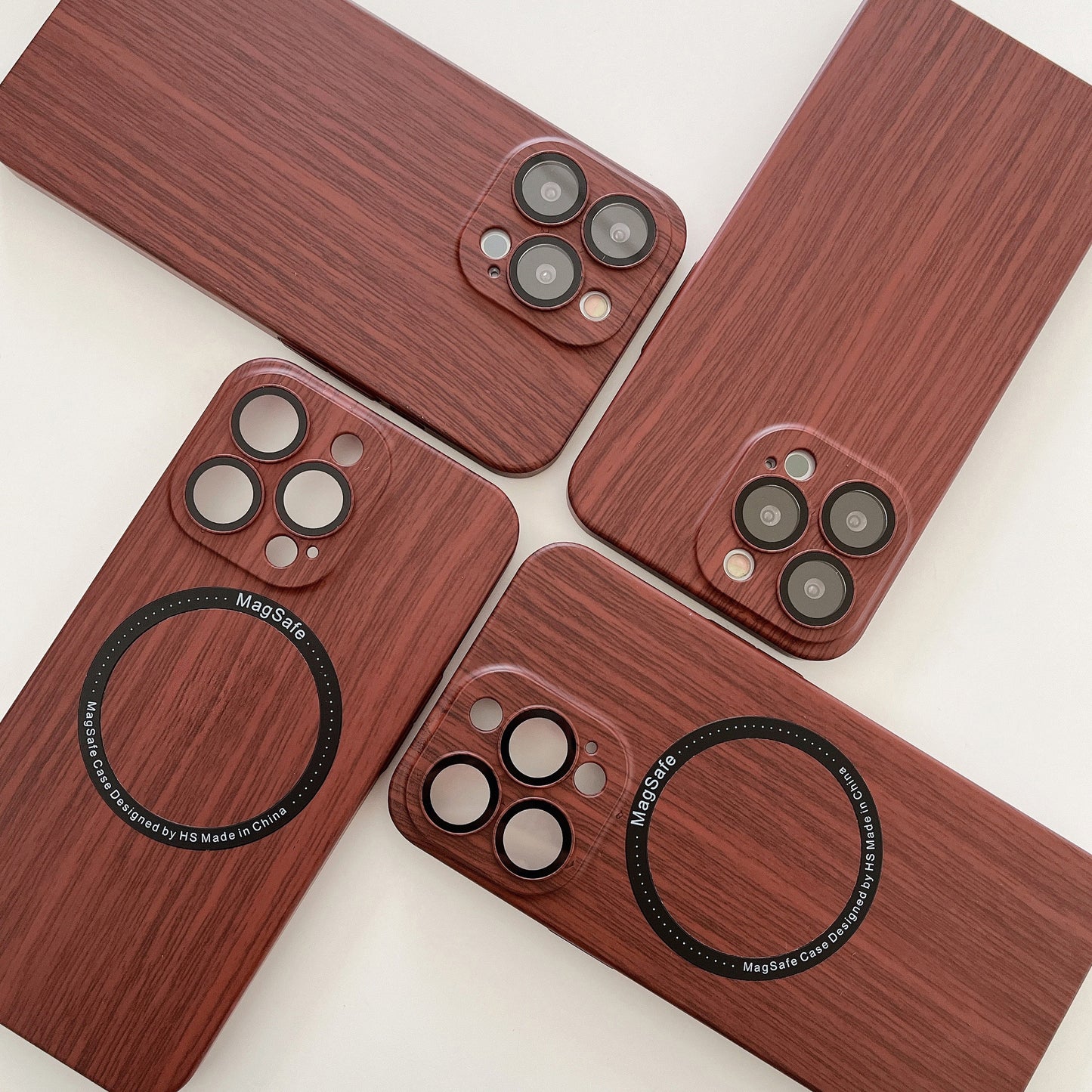 Car magnetic walnut grain Apple 13promax mobile phone case iPhone 14 comes with lens film 13 suitable for 12