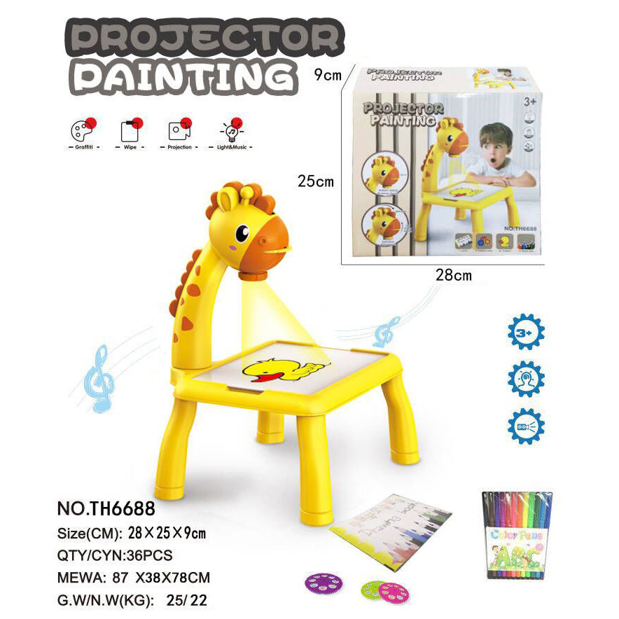 Cross-border deer projection graffiti painting toy children's drawing writing board early education enlightenment puzzle learning table