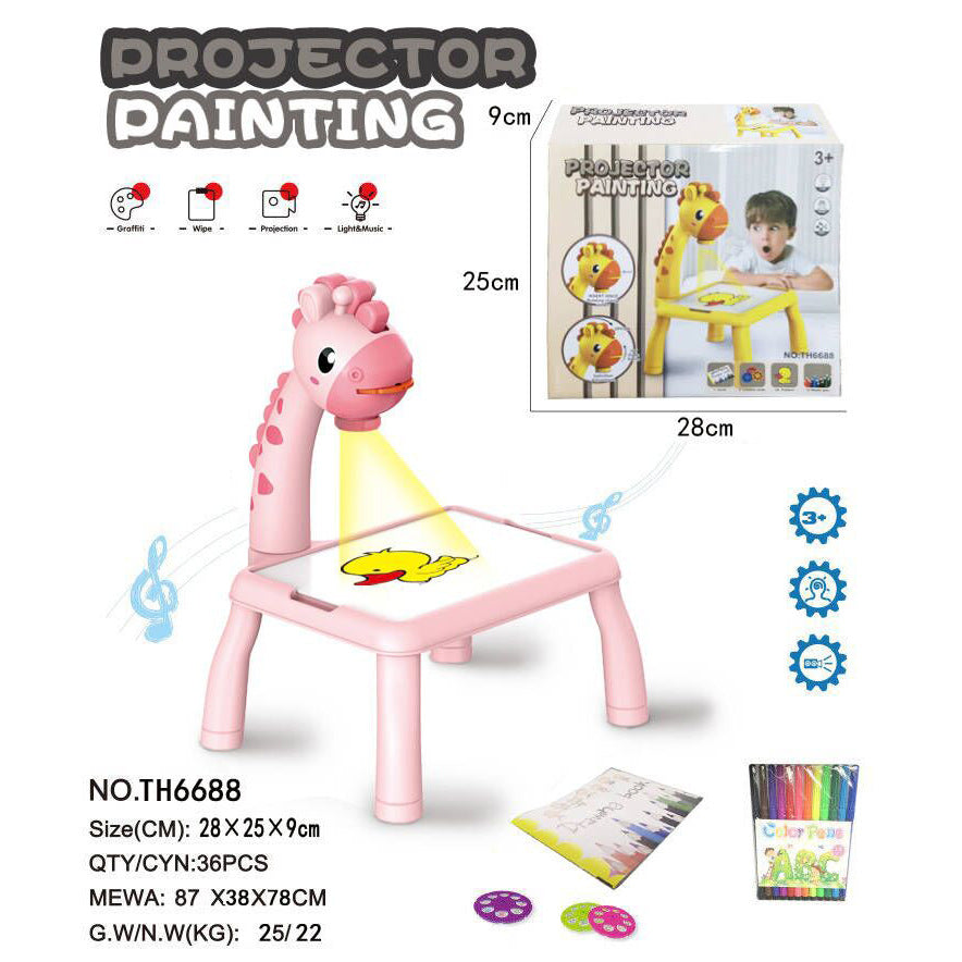 Cross-border deer projection graffiti painting toy children's drawing writing board early education enlightenment puzzle learning table