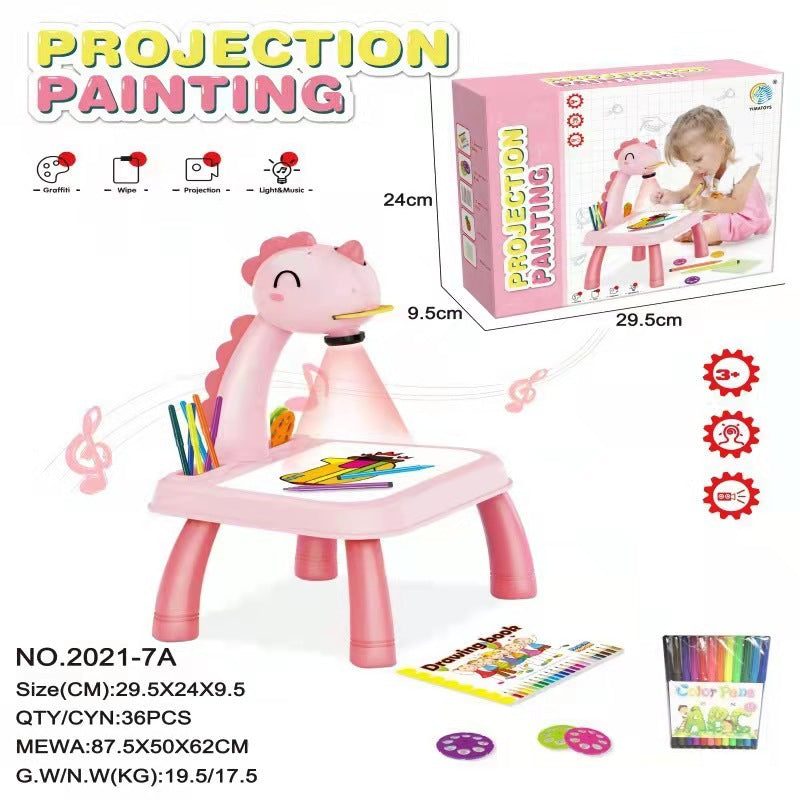 Cross-border deer projection graffiti painting toy children's drawing writing board early education enlightenment puzzle learning table