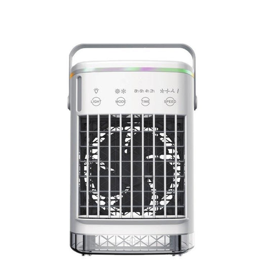 Cross-border air cooler fan small mobile air conditioner household humidification spray cold fan USB desktop