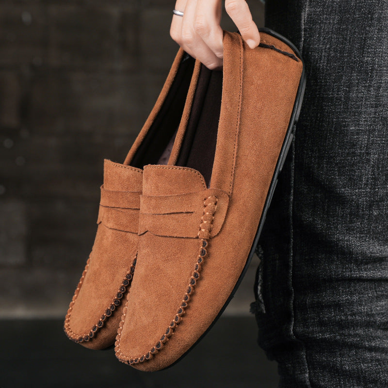 88519 hand-sewn beanie men's shoes velvet leather handmade shoes non-slip beanie sole slip-on business casual commuter style