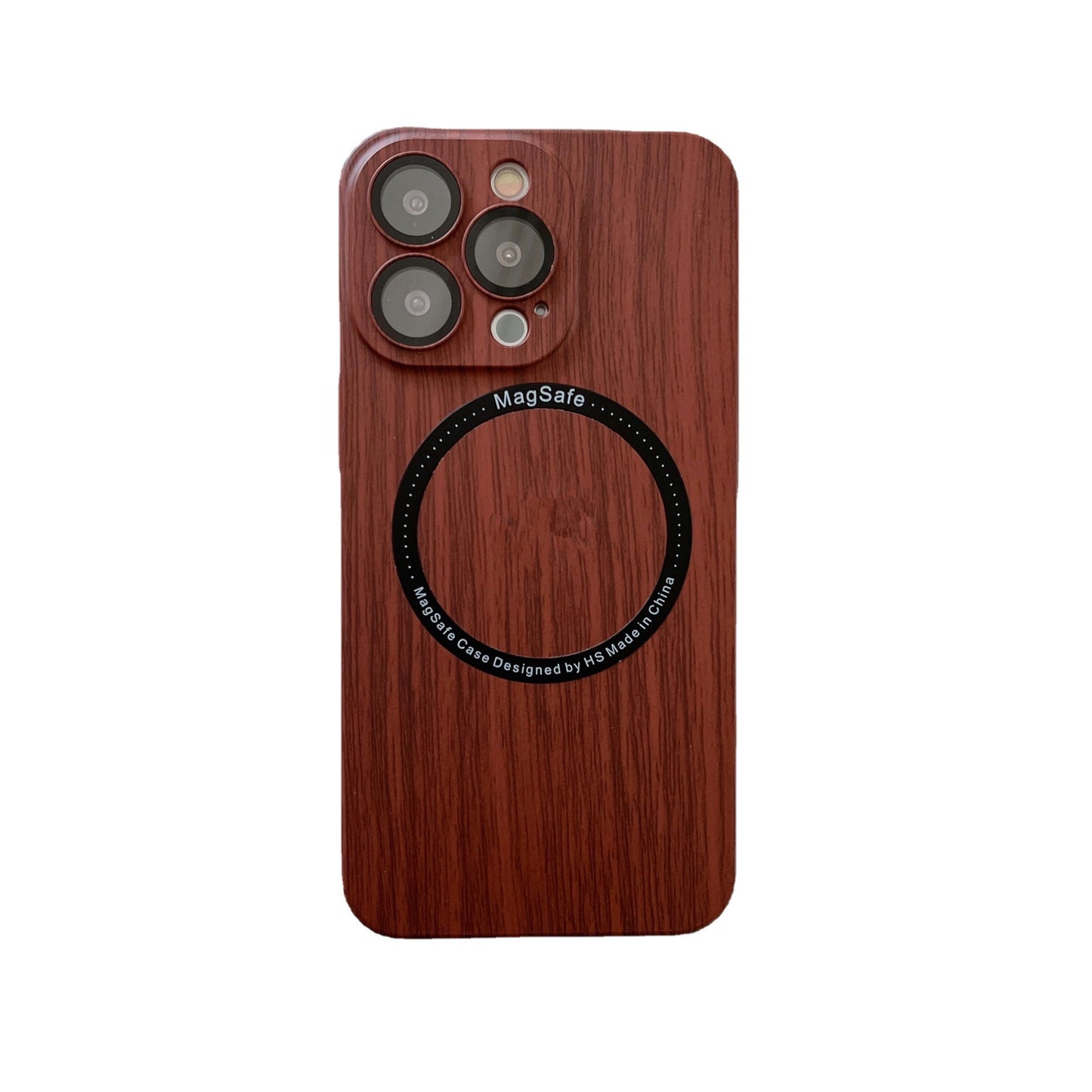 Car magnetic walnut grain Apple 13promax mobile phone case iPhone 14 comes with lens film 13 suitable for 12