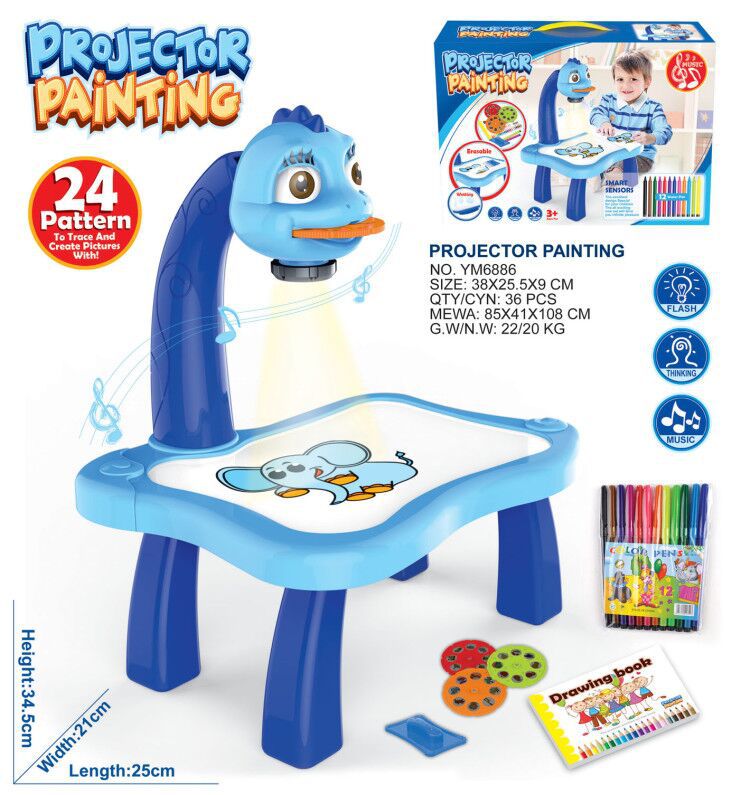 Cross-border deer projection graffiti painting toy children's drawing writing board early education enlightenment puzzle learning table