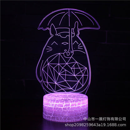 Cross-border explosion cartoon animal Totoro series colorful creative 3D lights LED night light gift table lamp visual lights