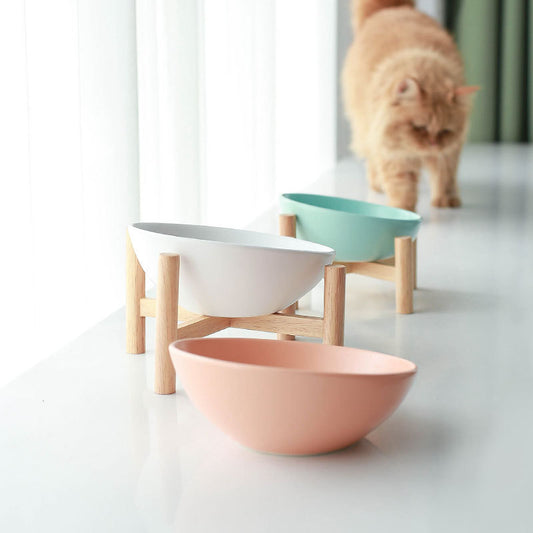 Ceramic cat bowl, dog bowl, cat food bowl, cat food bowl, cervical vertebra protection, cat drinking water bowl, pet supplies