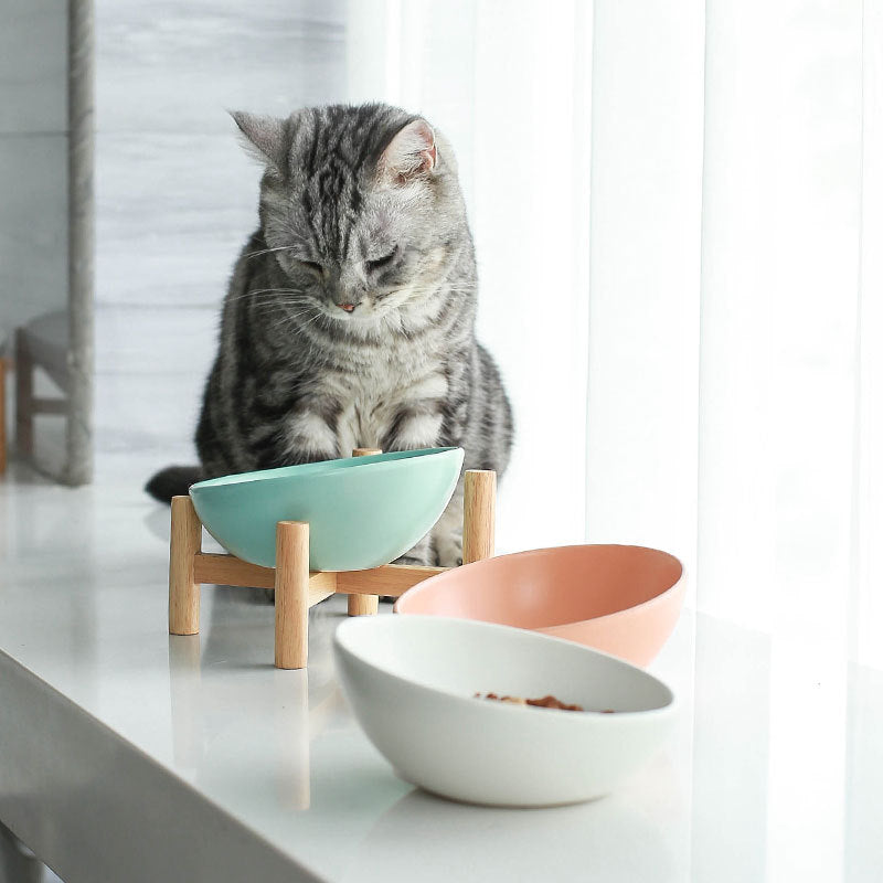 Ceramic cat bowl, dog bowl, cat food bowl, cat food bowl, cervical vertebra protection, cat drinking water bowl, pet supplies