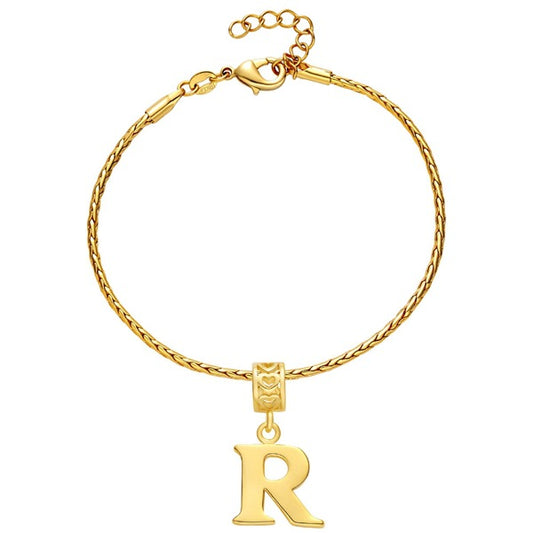 Plated 925 Sterling Silver 18K Jewelry Wholesale New Bracelet Letter-R Pendant Lots of Spot
