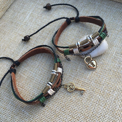 Lovers Bracelet A pair of male and female students retro handmade weaving ethnic style leather wholesale manufacturers couple jewelry