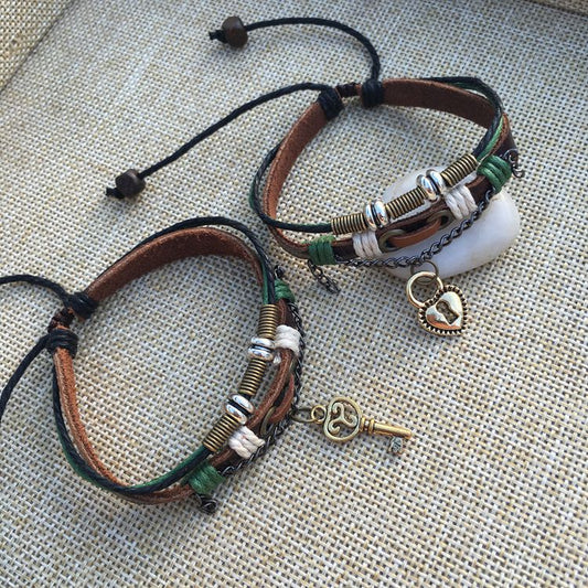 Lovers Bracelet A pair of male and female students retro handmade weaving ethnic style leather wholesale manufacturers couple jewelry