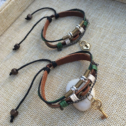 Lovers Bracelet A pair of male and female students retro handmade weaving ethnic style leather wholesale manufacturers couple jewelry