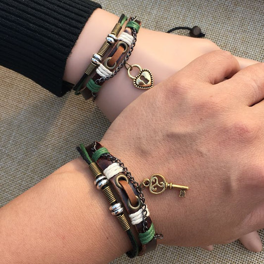 Lovers Bracelet A pair of male and female students retro handmade weaving ethnic style leather wholesale manufacturers couple jewelry