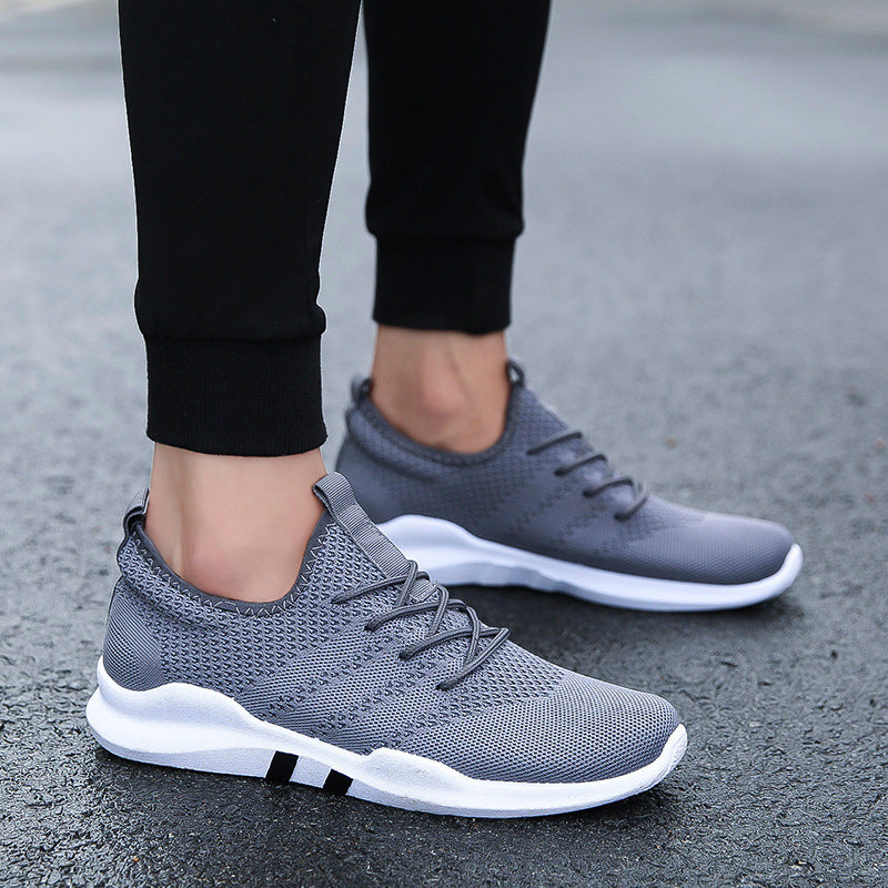 Autumn and winter new flying woven shoes male Korean version of low to help breathable canvas shoes trend casual sports tide shoes student shoes