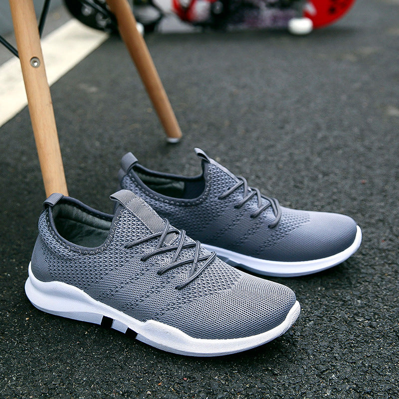 Autumn and winter new flying woven shoes male Korean version of low to help breathable canvas shoes trend casual sports tide shoes student shoes