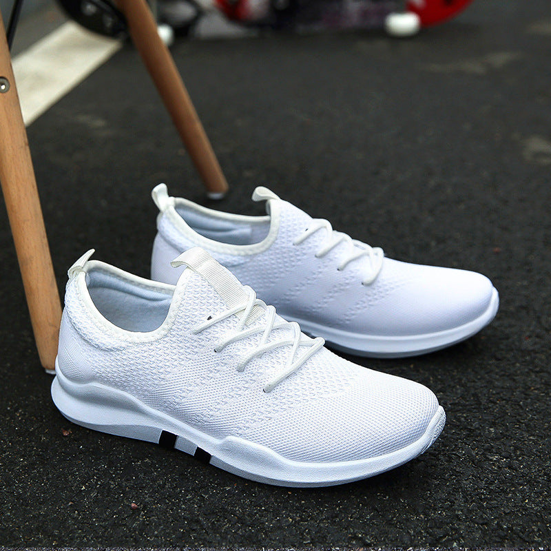 Autumn and winter new flying woven shoes male Korean version of low to help breathable canvas shoes trend casual sports tide shoes student shoes