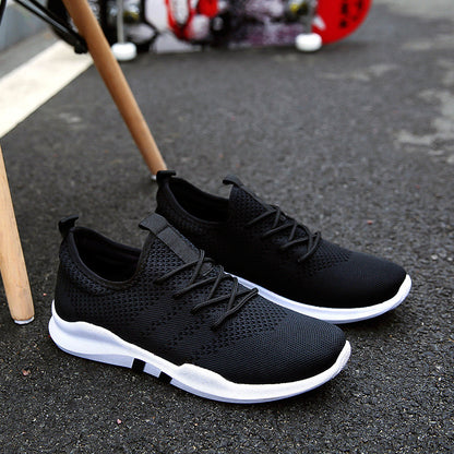 Autumn and winter new flying woven shoes male Korean version of low to help breathable canvas shoes trend casual sports tide shoes student shoes
