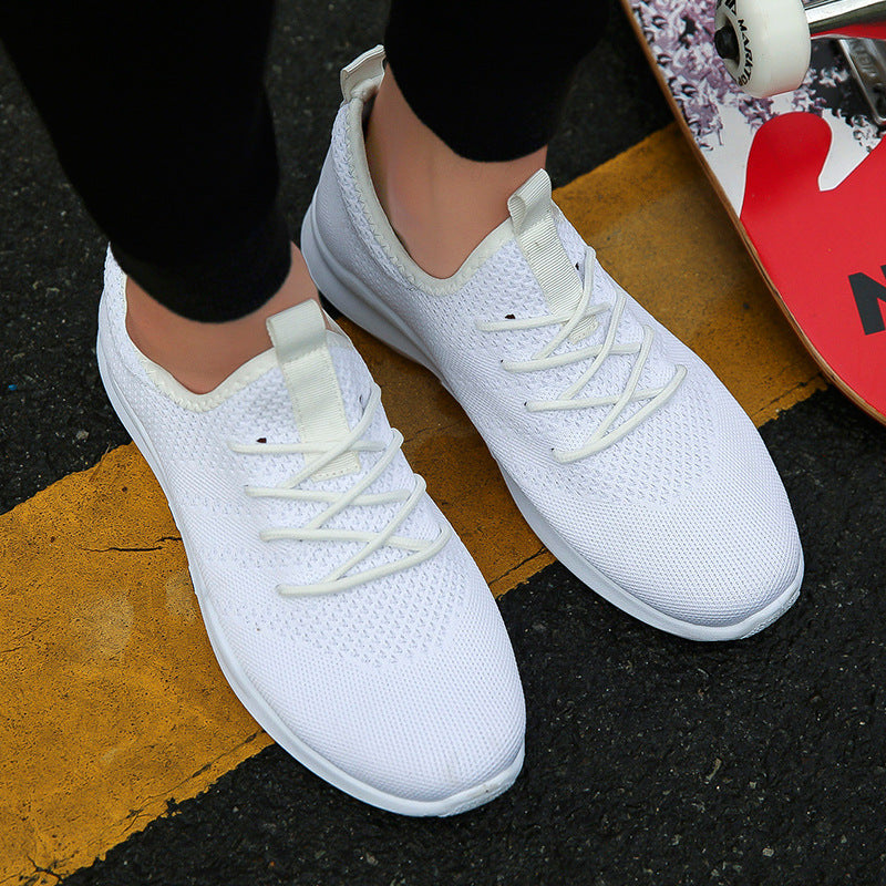 Autumn and winter new flying woven shoes male Korean version of low to help breathable canvas shoes trend casual sports tide shoes student shoes
