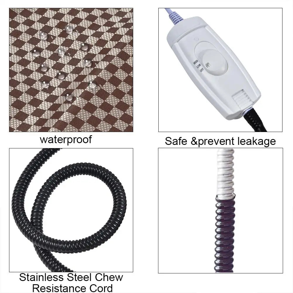 Pet Electric Heating Pad Winter Cat Dog Heating Mat Heated Blanket Warmer Bed Mat Sleeping Bed Waterproof Adjustable Heating