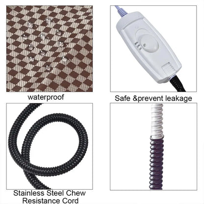 Pet Electric Heating Pad Winter Cat Dog Heating Mat Heated Blanket Warmer Bed Mat Sleeping Bed Waterproof Adjustable Heating