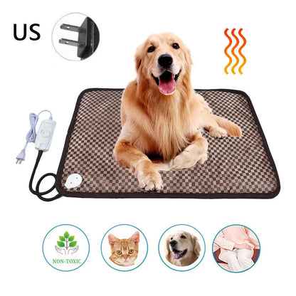 Pet Electric Heating Pad Winter Cat Dog Heating Mat Heated Blanket Warmer Bed Mat Sleeping Bed Waterproof Adjustable Heating