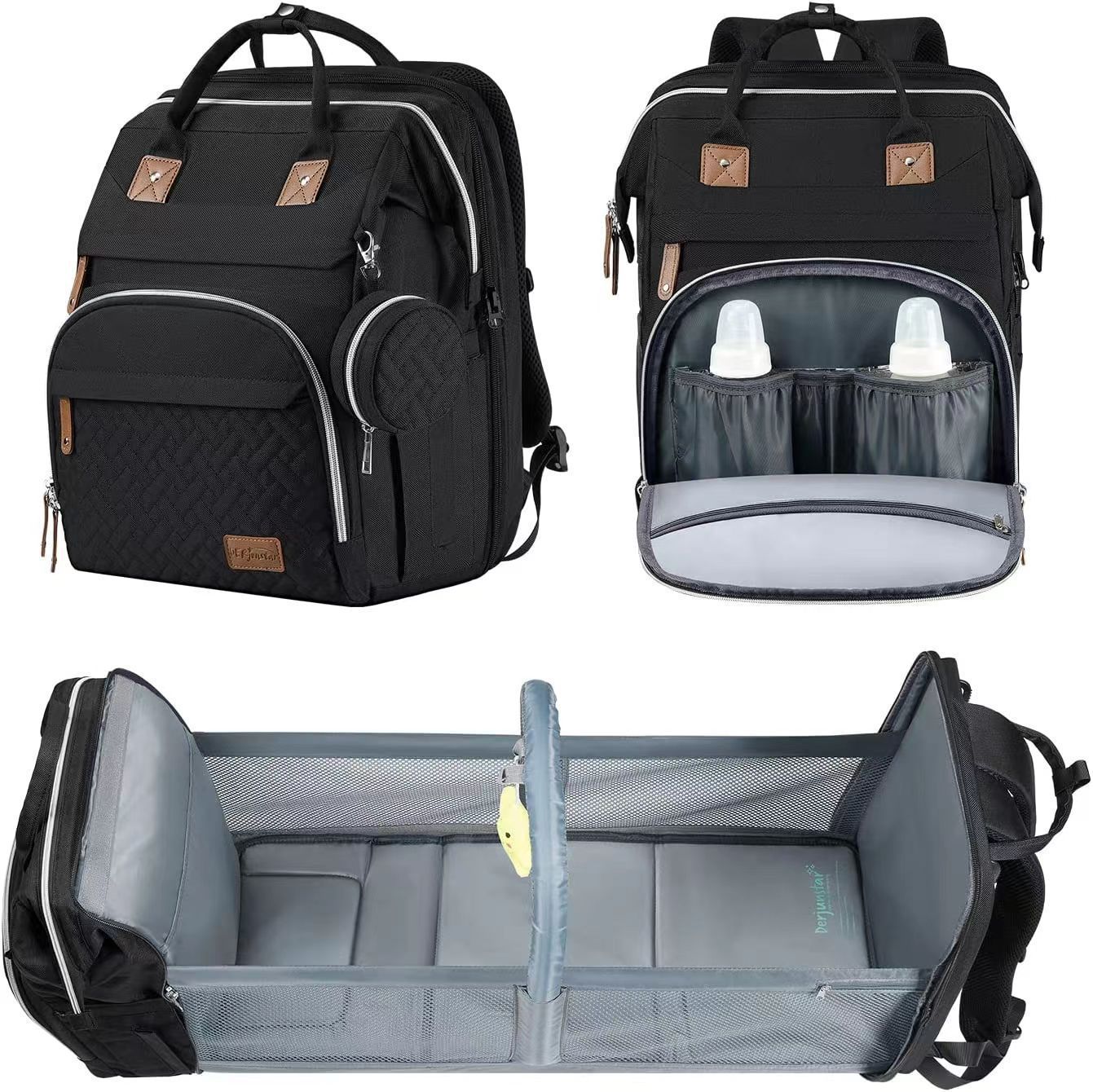 Cross-border TOP mommy bag backpack baby bed anti-mosquito mommy bag stroller large capacity mother and baby bag with toys