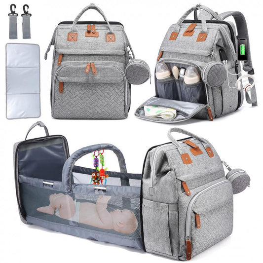 Cross-border TOP mommy bag backpack baby bed anti-mosquito mommy bag stroller large capacity mother and baby bag with toys
