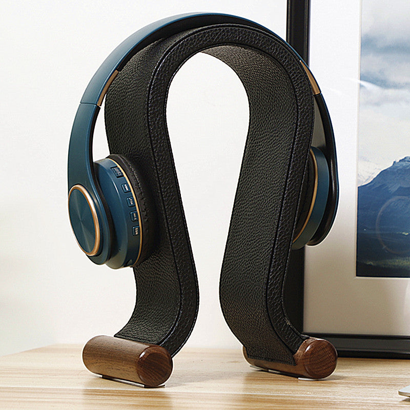 alineart bluetooth headset stand walnut u head wear leather headset stand display stand hanger ornaments decoration