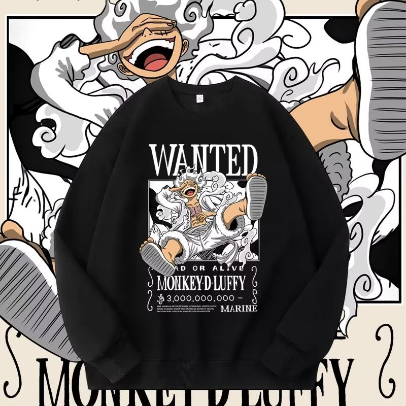 One Piece Sweatshirt Luffy 2023 Men's Spring and Autumn Couple Loose Round Neck Long Sleeve Youth Coat Head T-Shirt