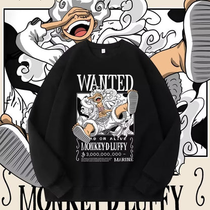 One Piece Sweatshirt Luffy 2023 Men's Spring and Autumn Couple Loose Round Neck Long Sleeve Youth Coat Head T-Shirt