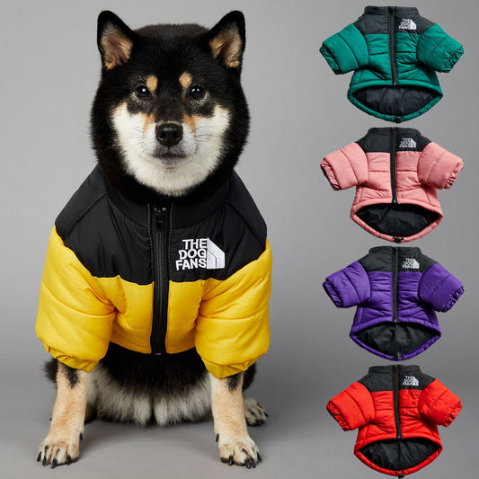 American trendy dog face windproof and rainproof dog large dog winter warm raincoat dog pet cotton jacket