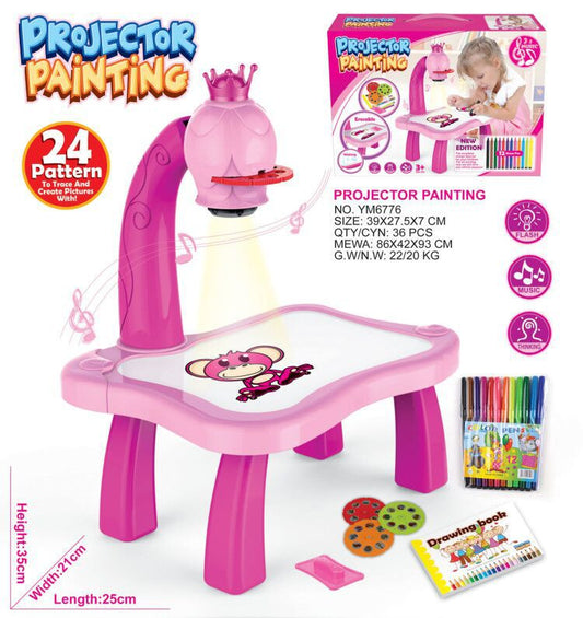 Cross-border deer projection graffiti painting toy children's drawing writing board early education enlightenment puzzle learning table