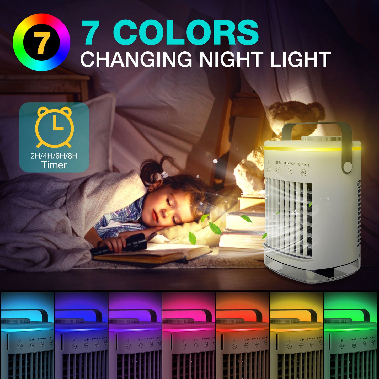Cross-border air cooler fan small mobile air conditioner household humidification spray cold fan USB desktop
