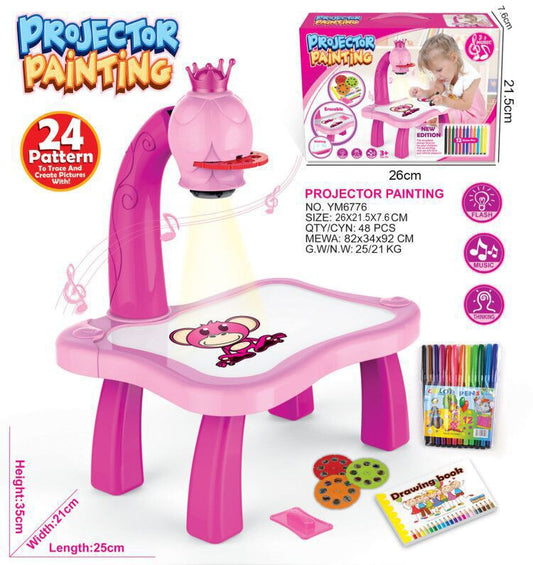 Cross-border deer projection graffiti painting toy children's drawing writing board early education enlightenment puzzle learning table