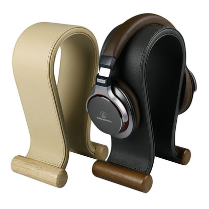alineart bluetooth headset stand walnut u head wear leather headset stand display stand hanger ornaments decoration