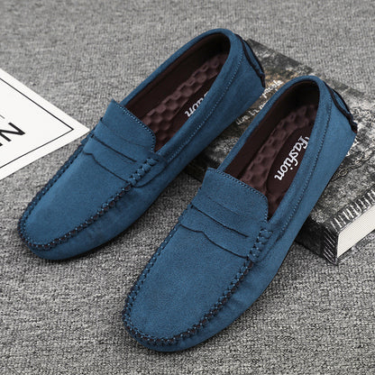 88519 hand-sewn beanie men's shoes velvet leather handmade shoes non-slip beanie sole slip-on business casual commuter style