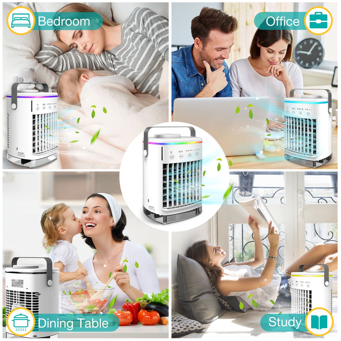Cross-border air cooler fan small mobile air conditioner household humidification spray cold fan USB desktop