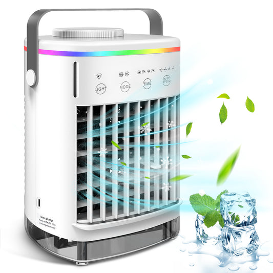 Cross-border air cooler fan small mobile air conditioner household humidification spray cold fan USB desktop