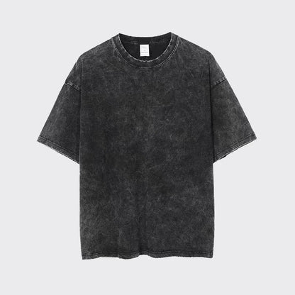 Pure cotton American retro washed old short-sleeved T-shirt men's spring loose ins trendy high-end design sense niche top