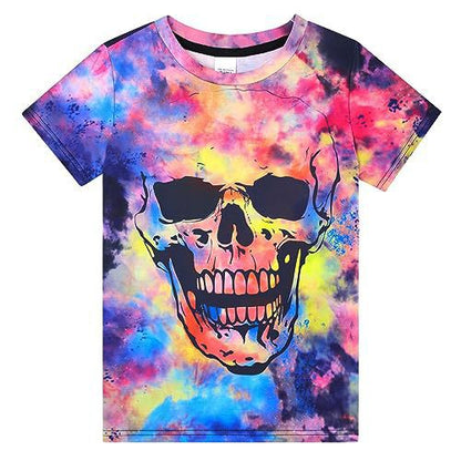 Cross-border new European and American men's gradient short-sleeved T-shirt 3D digital printing short-sleeved light mature casual breathable