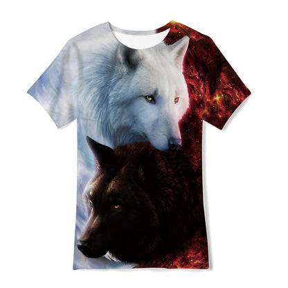 Cross-border new European and American men's gradient short-sleeved T-shirt 3D digital printing short-sleeved light mature casual breathable